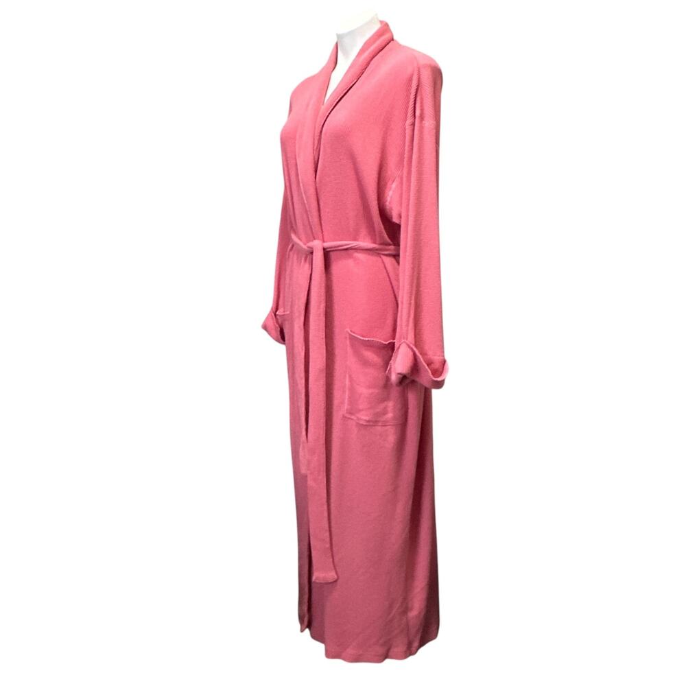 Victoria's Secret Waffle Knit Robe Coral Women Size L Belted Long Thermal Cotton - Picture 3 of 6